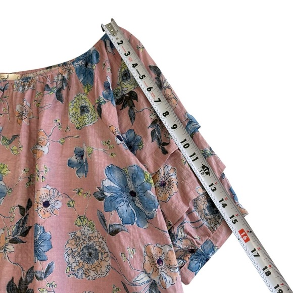 EASEL Blue Pink NEW Off The‎ Shoulder 100% Cotton Oversized Boho Top Size L #517 - Picture 5 of 10